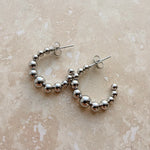 Load image into Gallery viewer, Silver Ball Hoops
