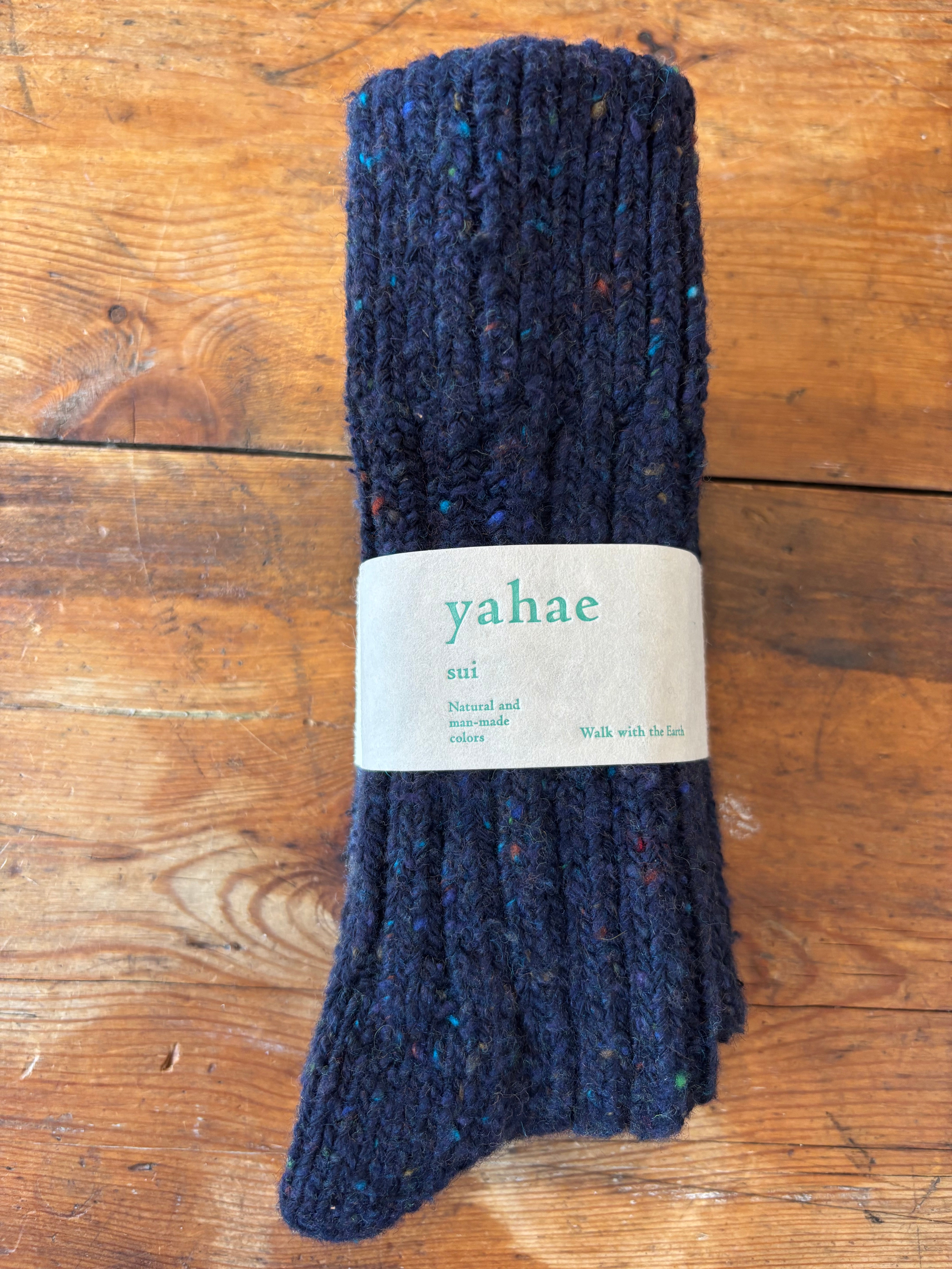 Recycled Wool Low Gauge Socks - navy