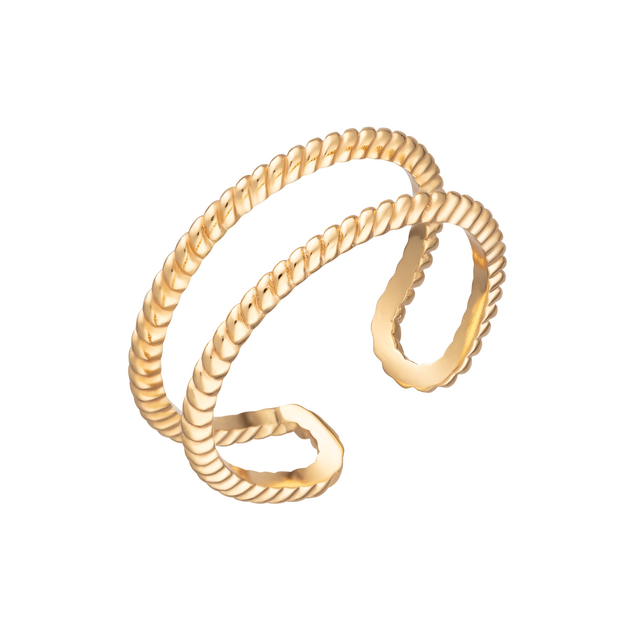 Double Band Twist Open Ring - gold / silver