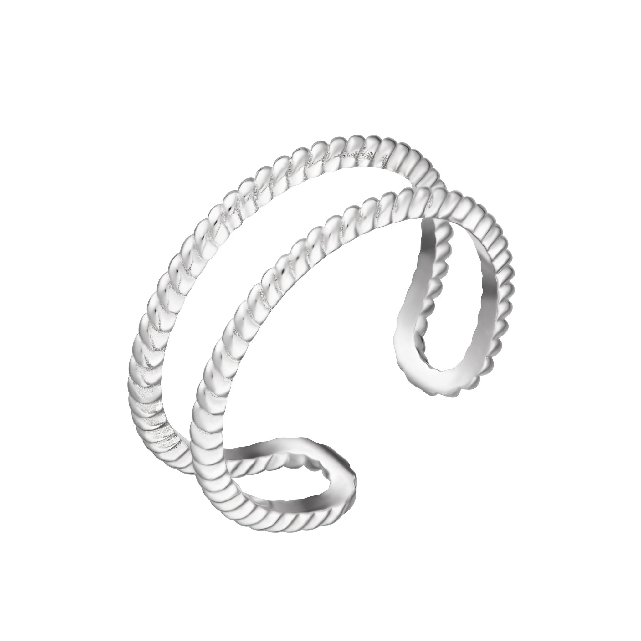 Double Band Twist Open Ring - gold / silver