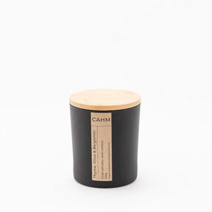 Thyme, Olive & Bergamot Black Glass Candle