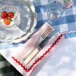 Load image into Gallery viewer, Pink &amp; Red Linen Ric-Rac Napkin - Set of 2
