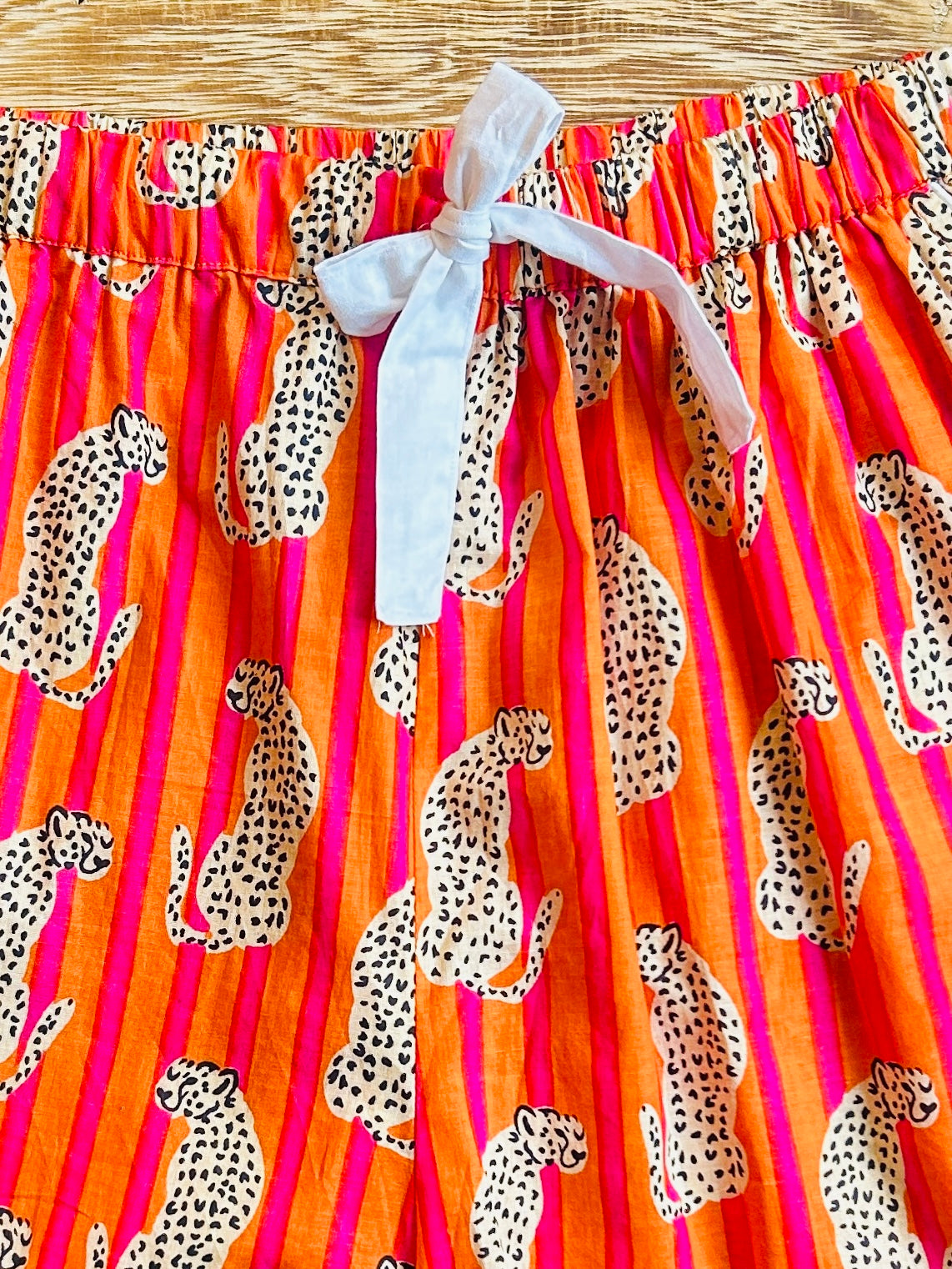 Stripe Leopard PJ Shorts - orange / pink
