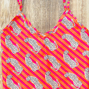 Stripe Leopard PJ Cami - orange & red