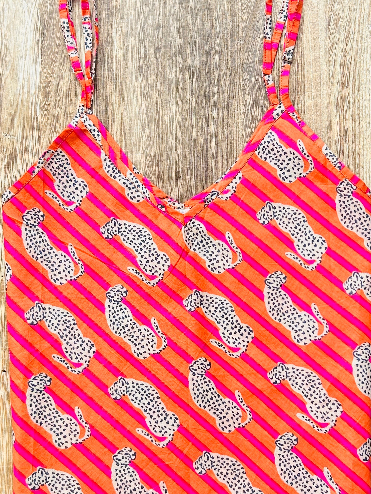 Stripe Leopard PJ Cami - orange & red