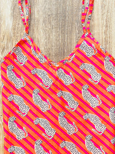 Stripe Leopard PJ Cami - orange & red