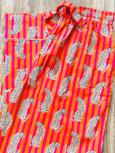 Stripe Leopard PJ Trouser - orange / red