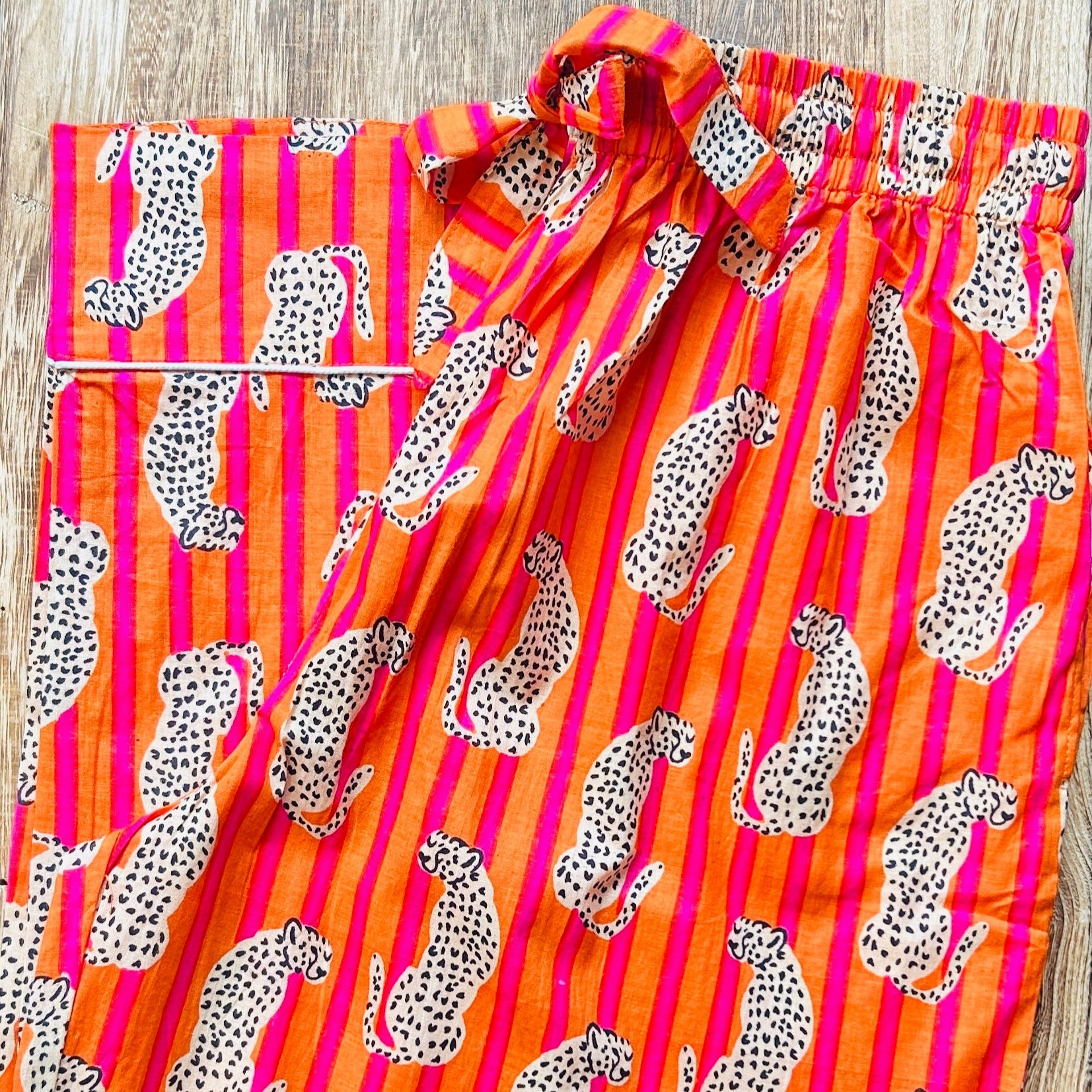 Stripe Leopard PJ Trouser - orange / red