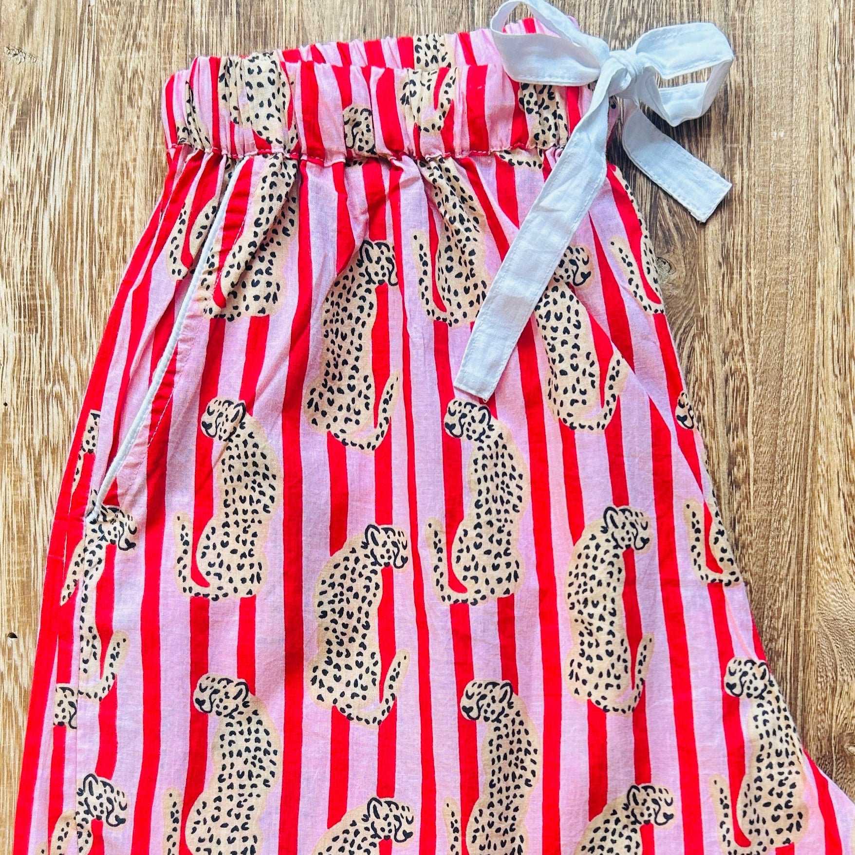 Stripe Leopard PJ Shorts - pink / red