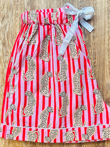 Stripe Leopard PJ Shorts - pink / red