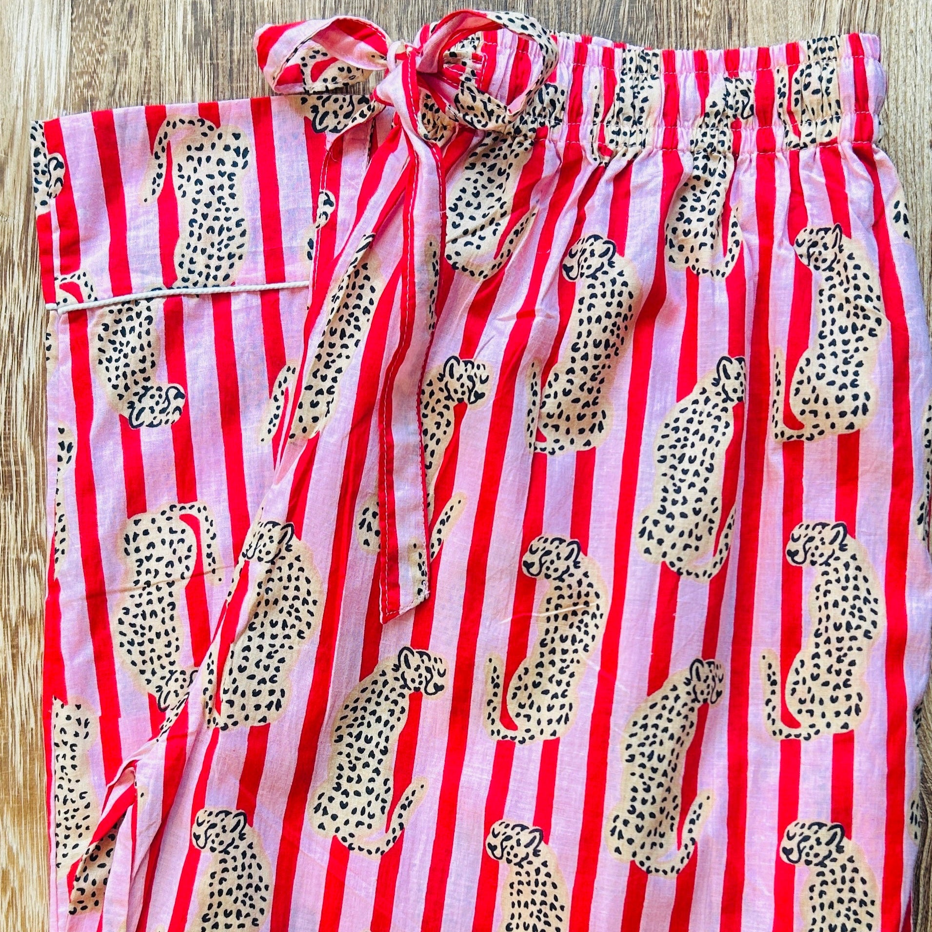 Stripe Leopard PJ Trouser - pink / red