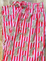 Load image into Gallery viewer, Stripe Leopard PJ Trouser - pink / red
