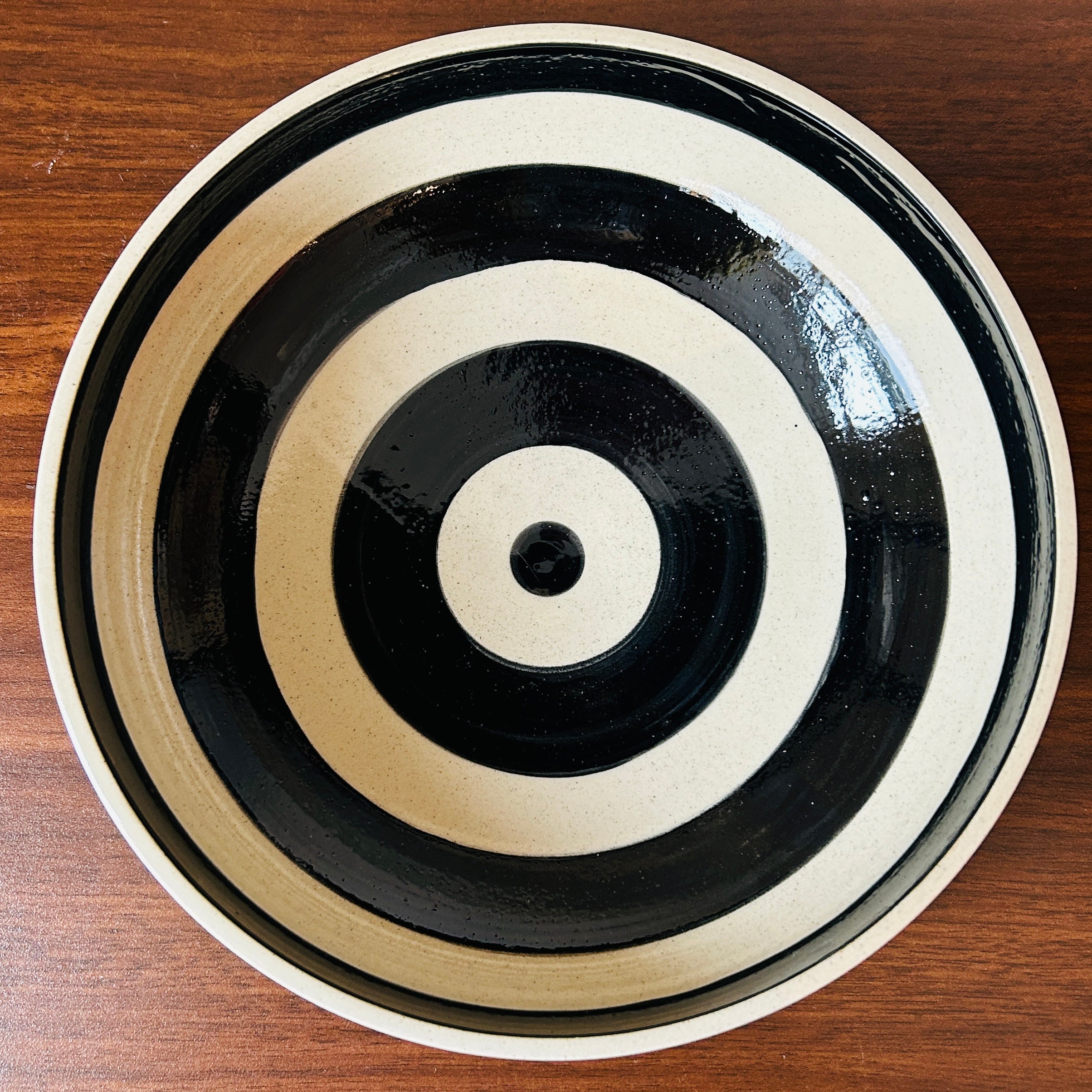 Black Stripe Ceramic Serving Bowl