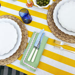 Load image into Gallery viewer, Green &amp; Pink Linen Ric-Rac Napkin - Set of 2
