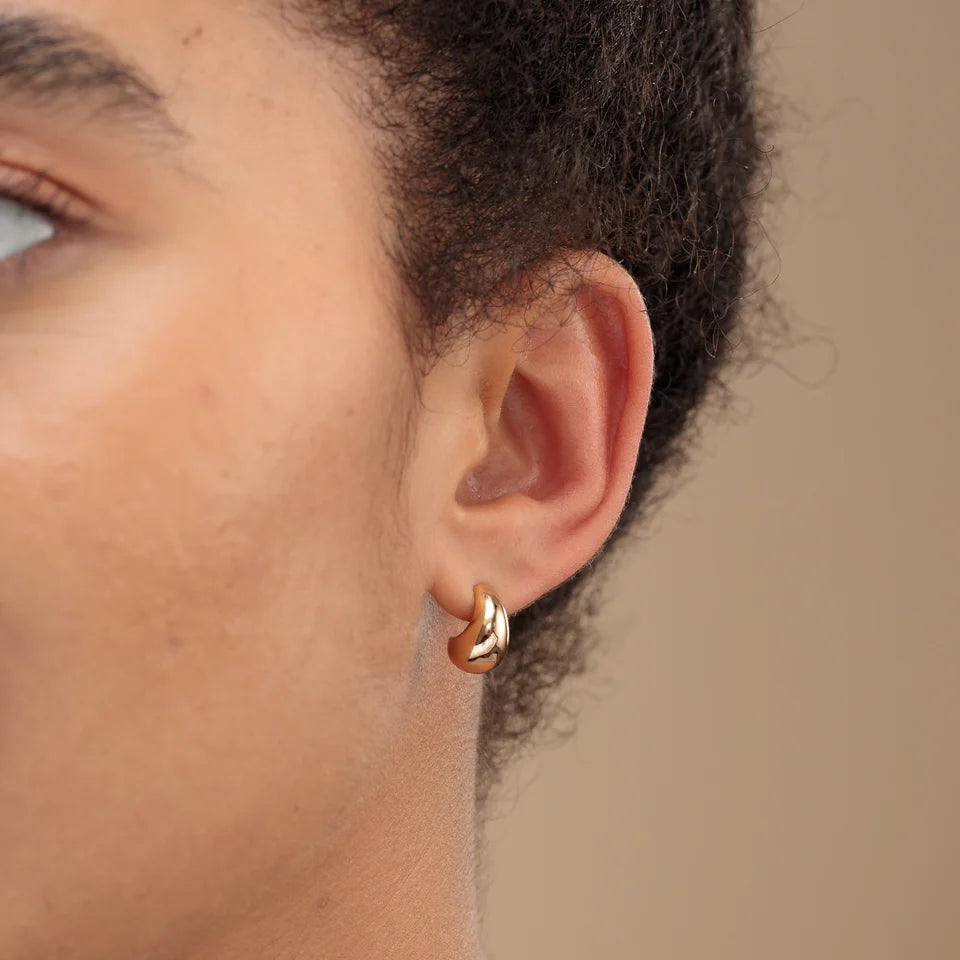 Chubby Teardrop Stud Earrings - gold / silver