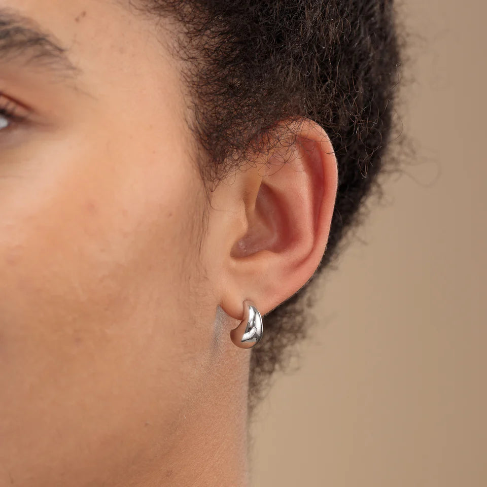 Chubby Teardrop Stud Earrings - gold / silver