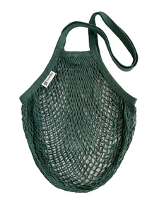 Long Handled Organic Cotton String Bag - bottle green