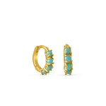 Load image into Gallery viewer, Turquoise Multi Stone Huggie Hoop Earrings
