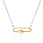 Load image into Gallery viewer, Mixed Metal Long Link Carabiner Chain Necklace
