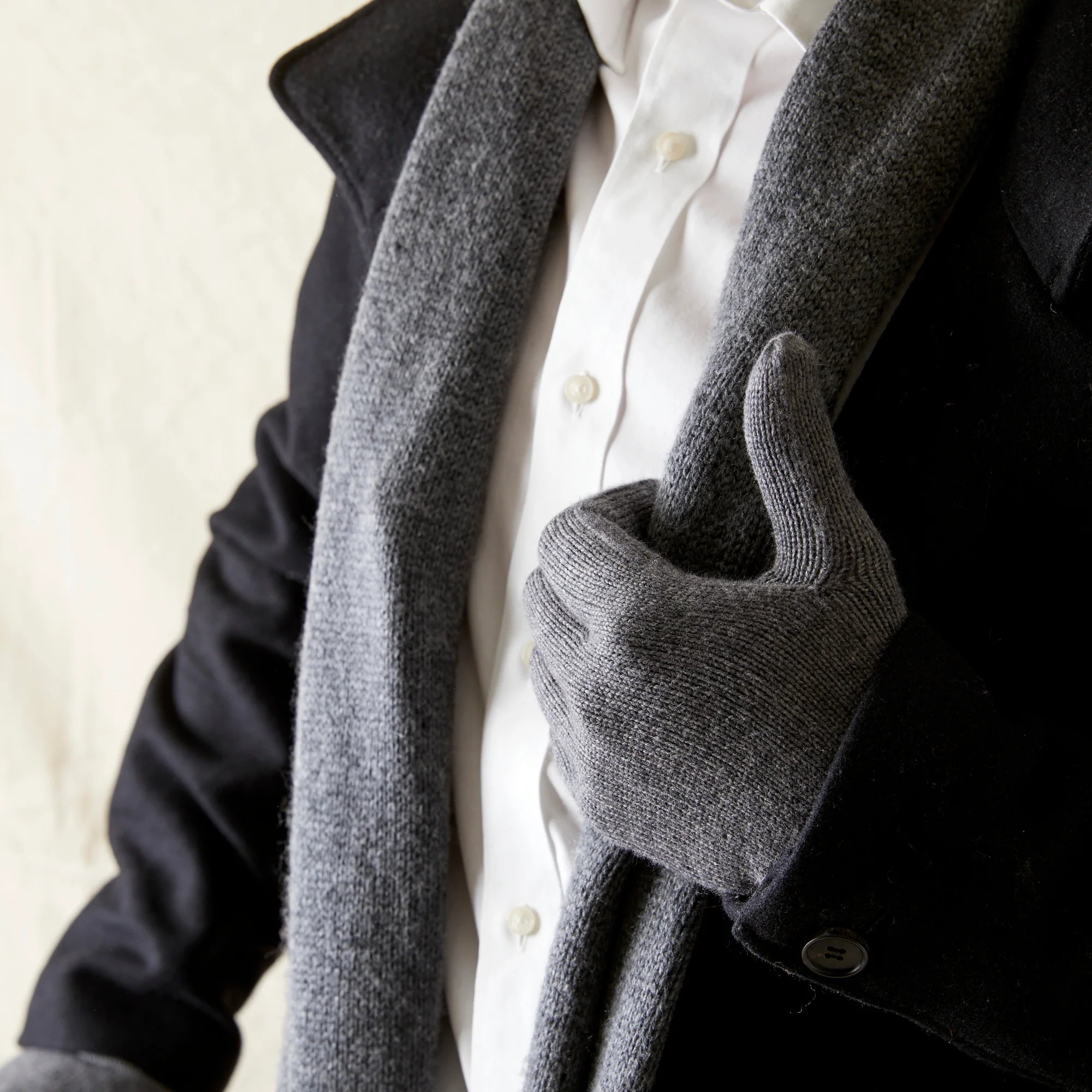 Mens Merino Wool Gloves - dark grey