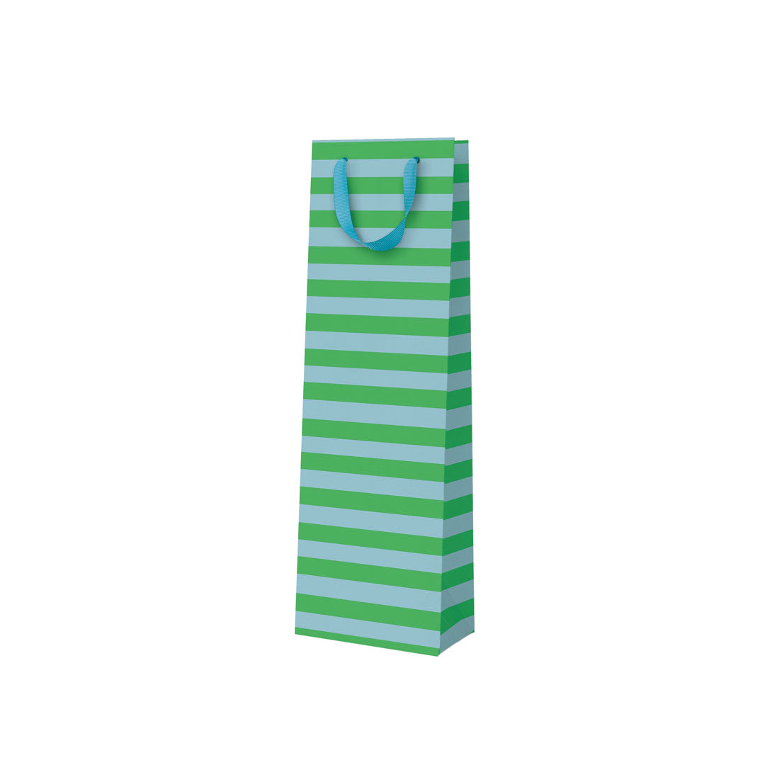 Green & Blue Stripe Bottle Bag