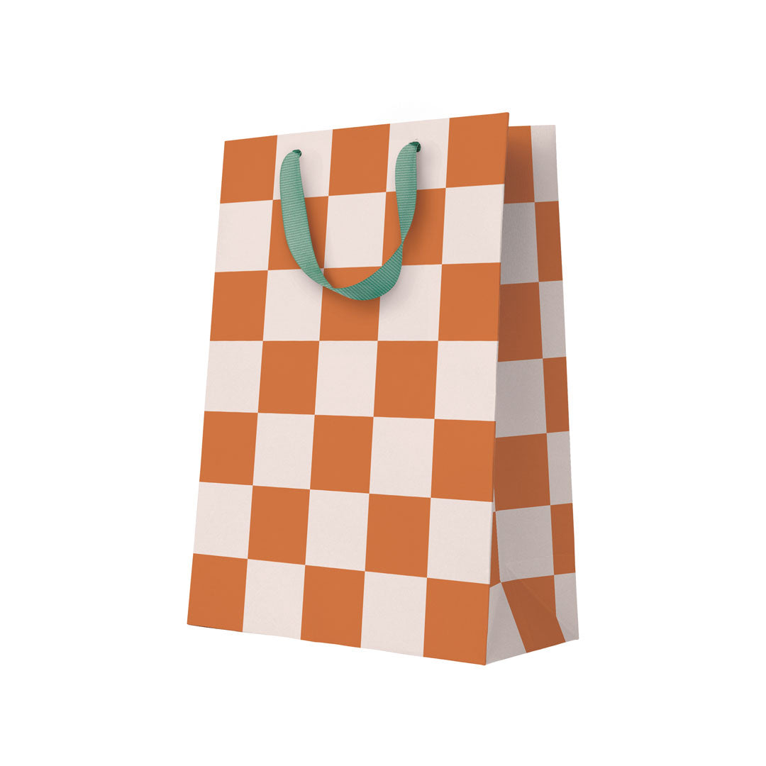 Burnt Sienna Checkerboard Gift Bag