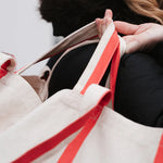 Load image into Gallery viewer, Large Organic Tote Bag - thin red stripe
