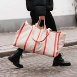 Load image into Gallery viewer, Large Organic Tote Bag - thin red stripe
