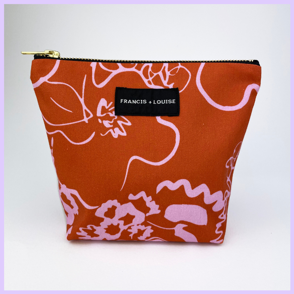 Spring Ochre + Pink Make Up Bag