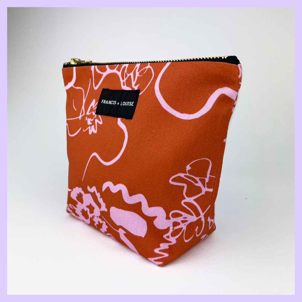 Spring Ochre + Pink Make Up Bag