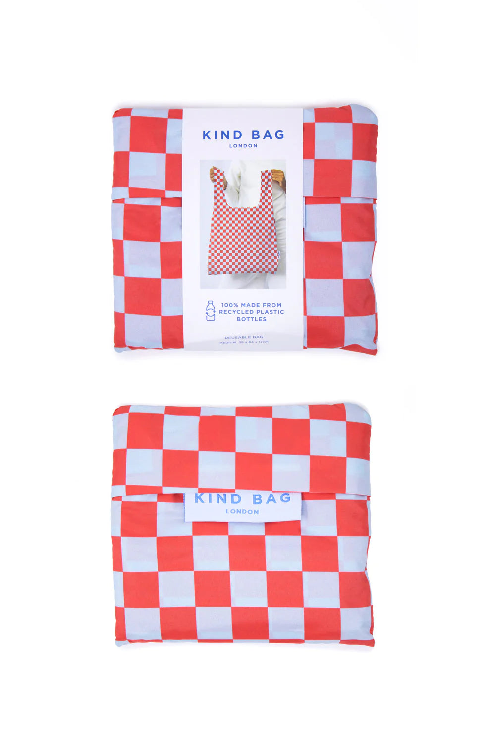 Red/ Blue Checkerboard Reusable Bag - Medium