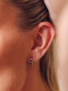 Sapphire Block Huggie Earrings