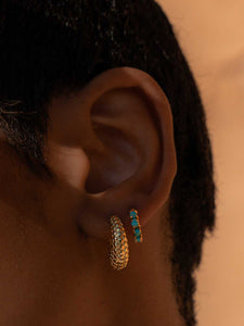Turquoise Multi Stone Huggie Hoop Earrings