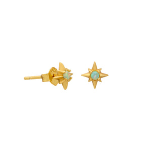 Opal Sunburst Mini Stud Earrings - silver / gold
