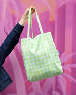 Load image into Gallery viewer, Lime Green Gingham Tote
