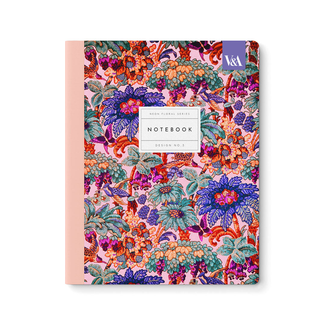 Neon Floral Coral Jungle Notebook