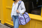 Load image into Gallery viewer, Weekender Bag - Pink &amp; Blue Checkerboard
