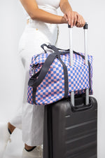 Load image into Gallery viewer, Weekender Bag - Pink &amp; Blue Checkerboard
