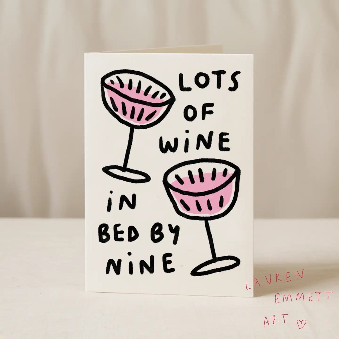Lots of Wine in Bed by Nine Card