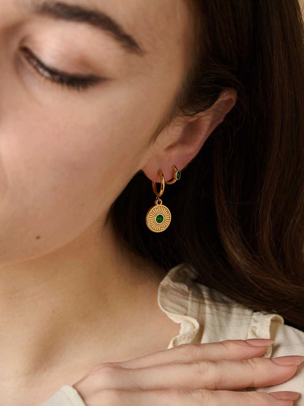 Emerald Boheme Hoop Earrings