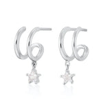 Load image into Gallery viewer, Illusion Hoop Earrings with Star Drop - gold / silver
