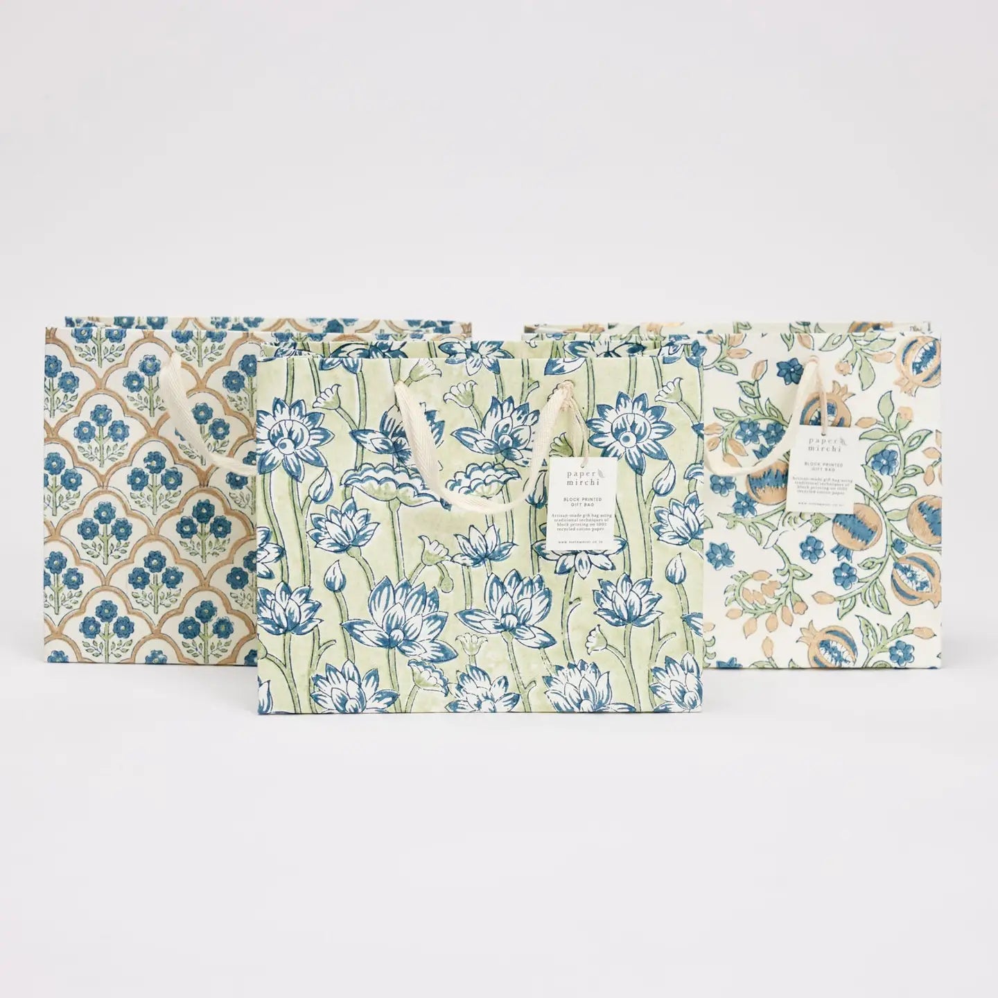 Indigo Hand Block Printed Gift Bag - small / medium / large