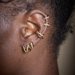 Load image into Gallery viewer, Crossed Illusion Stud Earrings- silver / gold
