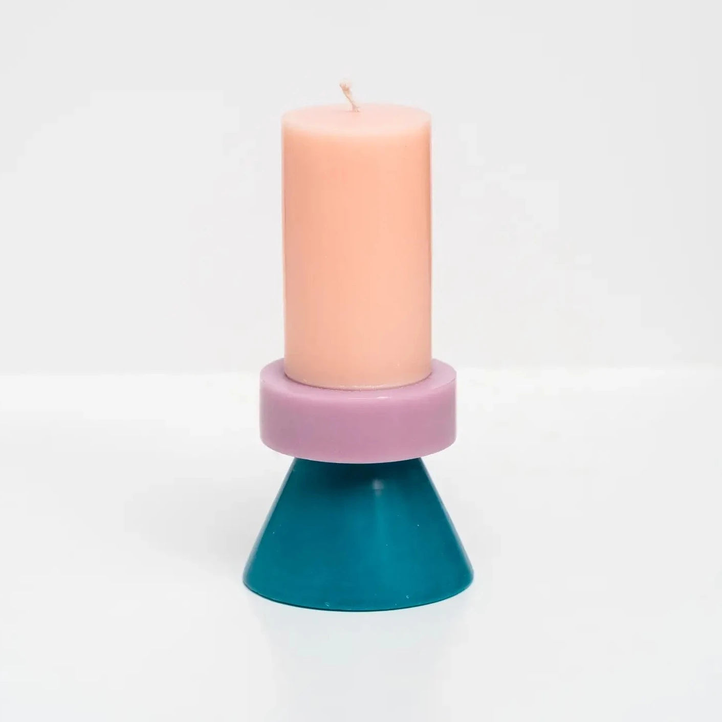 Stack Candle - tall - blush / lilac / teal