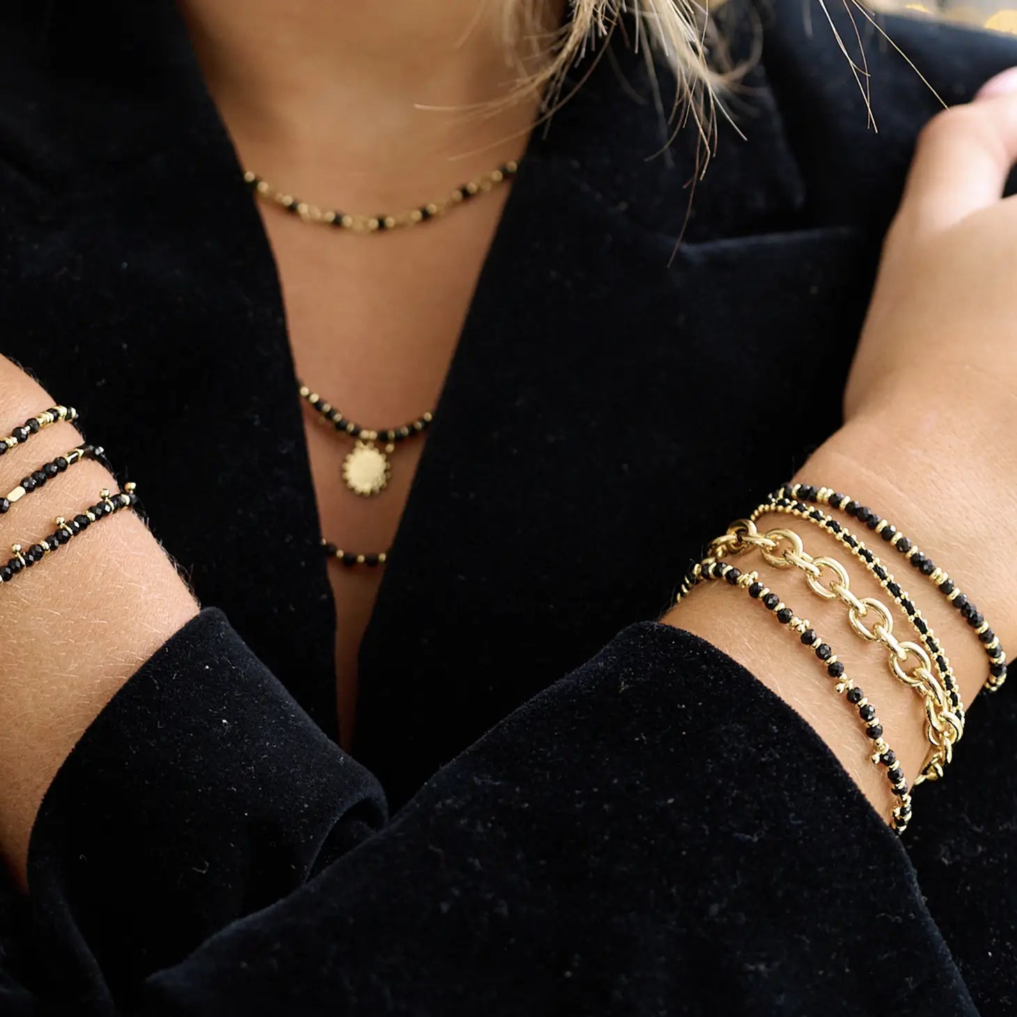 Black & Gold Charm Bracelet