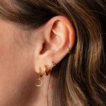 Load image into Gallery viewer, Moon &amp; Star Huggie Hoop Earrings - gold / silver
