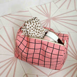 Load image into Gallery viewer, Vic Toiletry / Cosmetic Bag - pink grid
