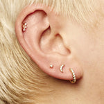 Load image into Gallery viewer, Sparkling Moon Single Flat Back Earring - gold / silver
