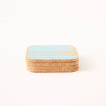 Load image into Gallery viewer, Organic Cork Blue Stripe Coaster Set - pack of 4
