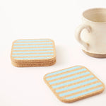 Load image into Gallery viewer, Organic Cork Blue Stripe Coaster Set - pack of 4
